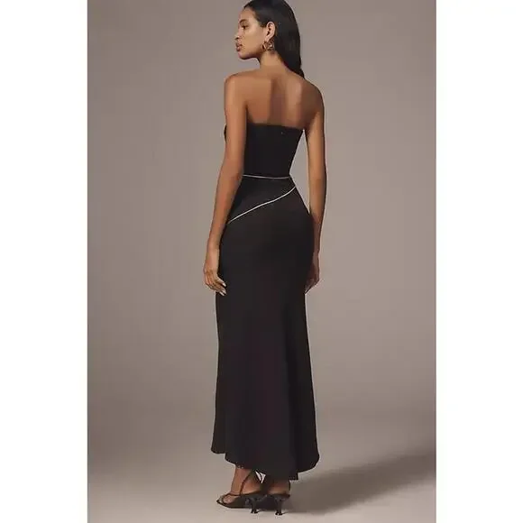 Mare Mare Strapless Hardware Bodycon Party Maxi Dress Size XL Black - Picture 2 of 5